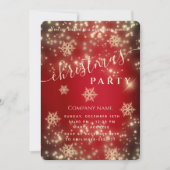 Invitation Fête de Noël de luxe Red Sparkling (Devant)