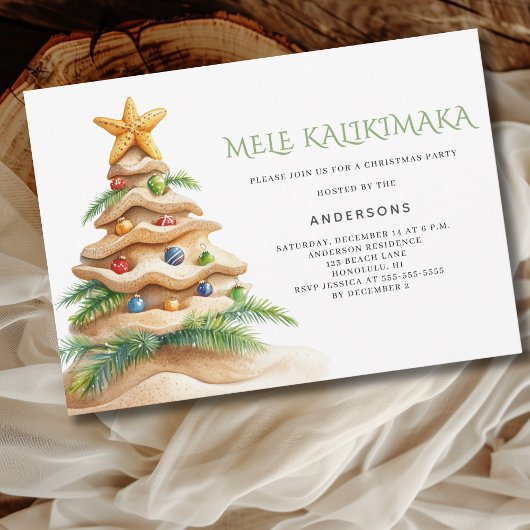 Invitation Fête de Noël de Mele Kalikimaka Tropical Beach