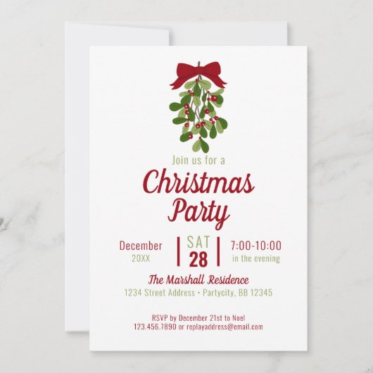 Invitation Fête de Noël de Mistletoe (Devant)