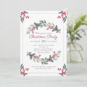 Invitation Fête de Noël de Mistletoe et Holly (Debout devant)