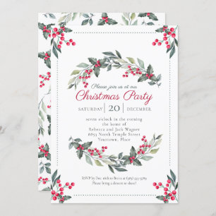 Invitation Fête de Noël de Mistletoe et Holly