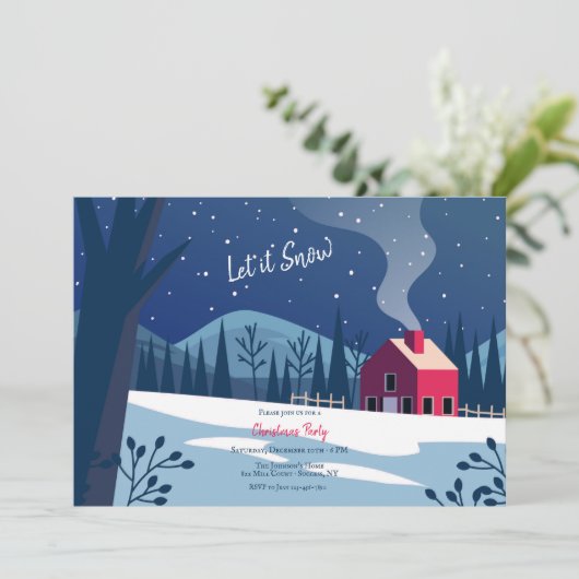 Invitation Fête de Noël de neige (Debout devant)