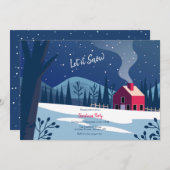 Invitation Fête de Noël de neige (Devant / Derrière)