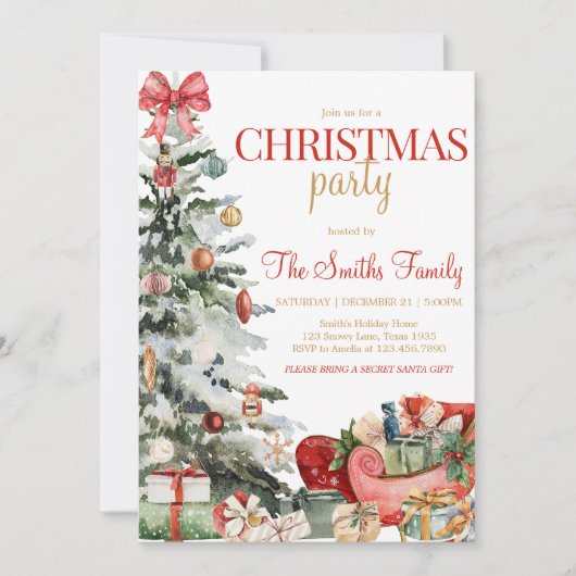 Invitation Fête de Noël de Noël d'hiver (Devant)