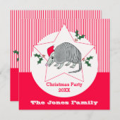 Invitation Fête de Noël de Père Noël de tatou (Devant / Derrière)