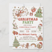 Invitation Fête de Noël de Père Noël Groovy Mignon  (Devant)