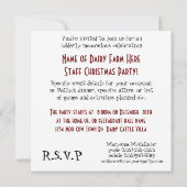 Invitation Fête de Noël de personnel d'exploitation laitière (Dos)