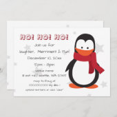 Invitation fête de noël de pingouin d'hiver (Devant / Derrière)