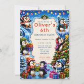 Invitation Fête de Noël de pingouin mignon (Devant)