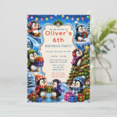Invitation Fête de Noël de pingouin mignon (Debout devant)