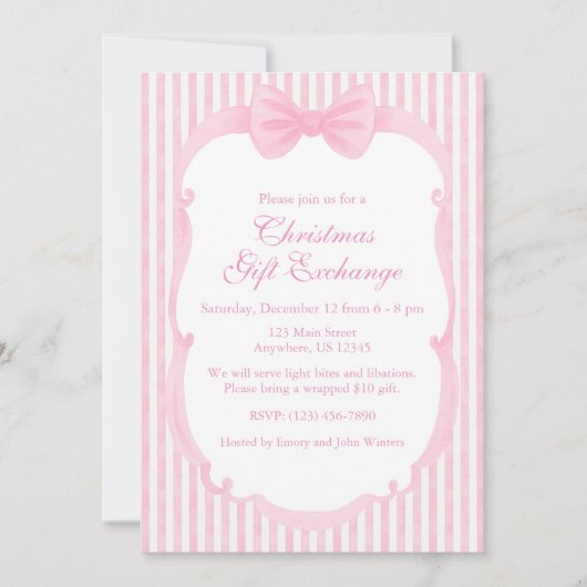 Invitation Fête de Noël de Pink Bows (Devant)