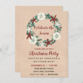 Invitation Fête de Noël de plage rustique côtière (Devant / Derrière)