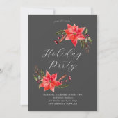 Invitation Fête de Noël de Poinsettia (Devant)