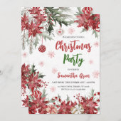 Invitation Fête de Noël de Poinsettia (Devant / Derrière)