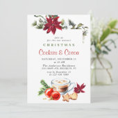 Invitation Fête de Noël de Poinsettia Cookies et cacao (Debout devant)