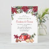Invitation Fête de Noël de Poinsettia Cookies et cacao (Debout devant)