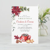Invitation Fête de Noël de Poinsettia Cookies et cacao (Debout devant)