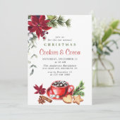 Invitation Fête de Noël de Poinsettia Cookies et cacao (Debout devant)