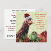 Invitation Fête de Noël de poulet de Père Noël de ferme (Devant / Derrière)