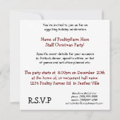 Invitation Fête de Noël de poulet de Père Noël de ferme (Dos)