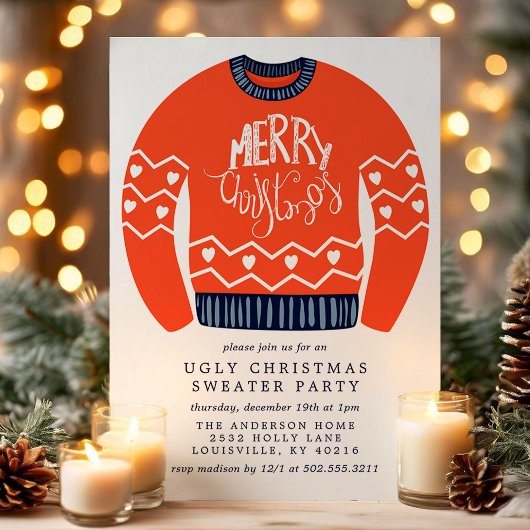 Invitation Fête de Noël de pull de Noël moche et ringard