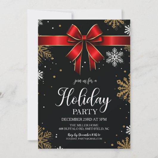 Invitation Fête de Noël de Red Bow Snowflop (Devant)