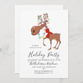 Invitation Fête de Noël de Reindeer (Devant / Derrière)