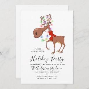 Invitation Fête de Noël de Reindeer