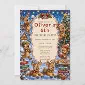 Invitation Fête de Noël de rennes mignons (Devant)