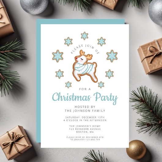 Invitation Fête de Noël de rennes mignons