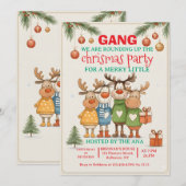 Invitation Fête de Noël de rennes modifiables (Devant / Derrière)