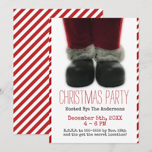 Invitation Fête de Noël de Santa (Devant / Derrière)