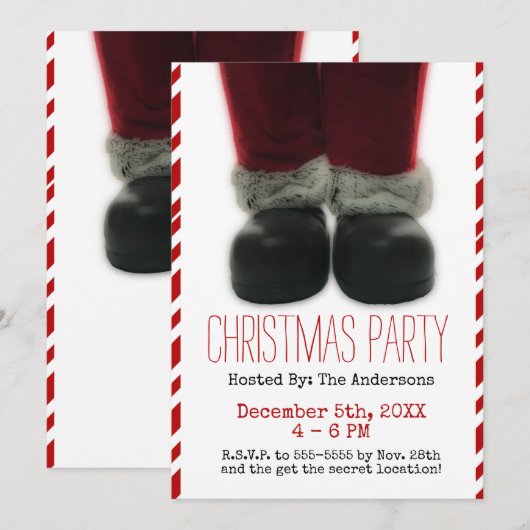 Invitation Fête de Noël de Santa (Devant / Derrière)