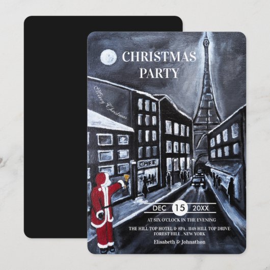 Invitation Fête de Noël de Santa à Paris (Devant / Derrière)