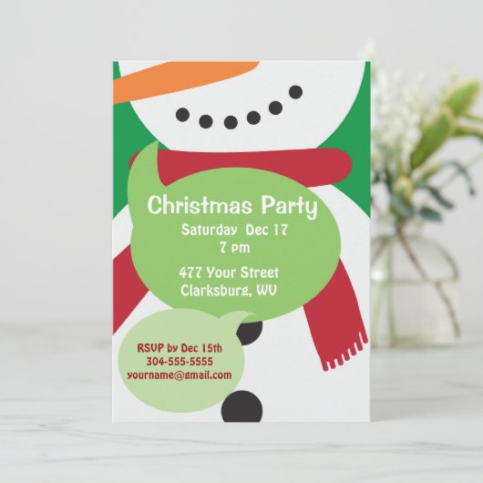 Invitation Fête de Noël de Snowman (Debout devant)