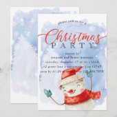 Invitation Fête de Noël de Snowman (Devant / Derrière)