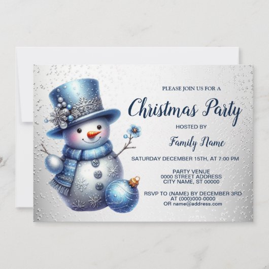 Invitation Fête de Noël de Snowman Élégants Vacances d'hiver (Devant)