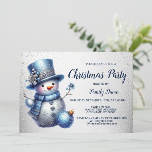 Invitation Fête de Noël de Snowman Élégants Vacances d'hiver (Debout devant)