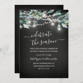 Invitation Fête de Noël de tableau noir feuille rustique (Devant / Derrière)