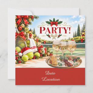Invitation Fête de Noël de tennis pour joueur de tennis avec