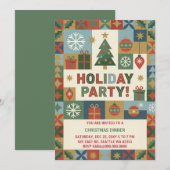 Invitation Fête de Noël de vacances en patchwork abstrait (Devant / Derrière)
