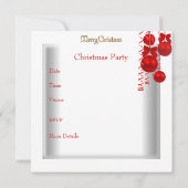 Invitation Fête de Noël de vacances Rouge Blanc Or (Dos)