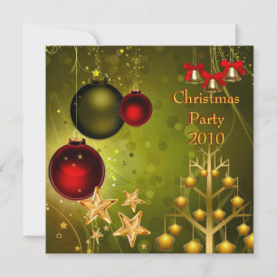Invitation Fête de Noël de vacances Rouge Or Vert