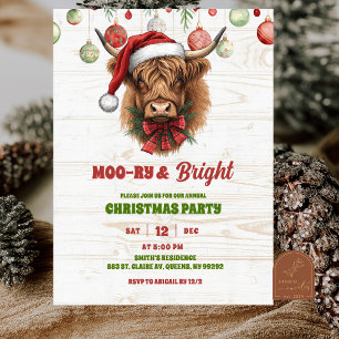 Invitation fête de Noël de vache highland
