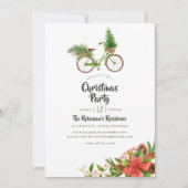 Invitation Fête de Noël de Vélo Floral Aquarelle (Devant)