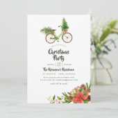 Invitation Fête de Noël de Vélo Floral Aquarelle (Debout devant)