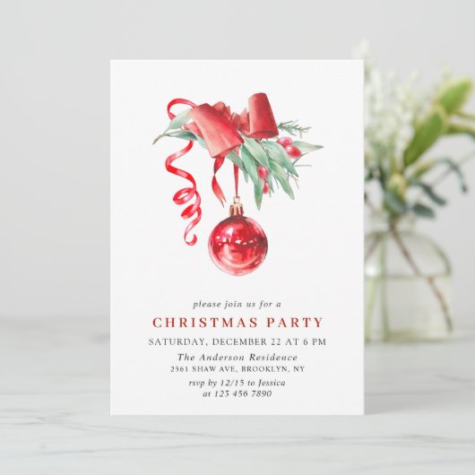 Invitation Fête de Noël de Watercolor (Debout devant)