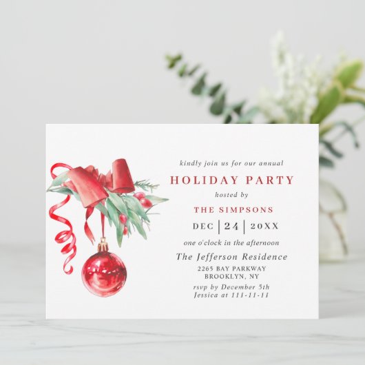 Invitation Fête de Noël de Watercolor (Debout devant)