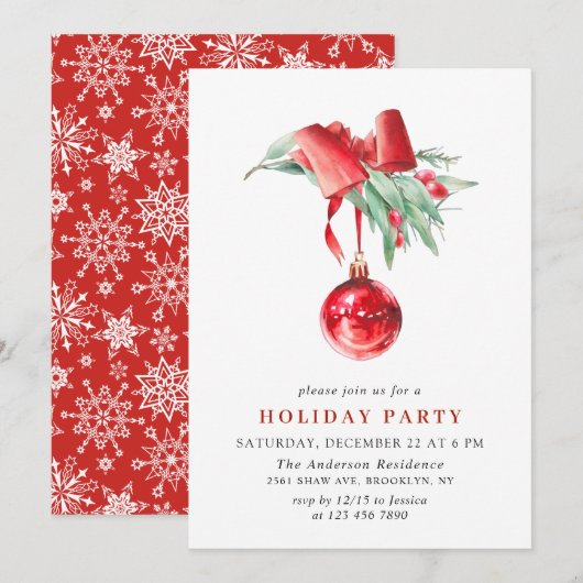 Invitation Fête de Noël de Watercolor (Devant / Derrière)