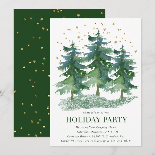 Invitation Fête de Noël de Winter Forest Company (Devant / Derrière)